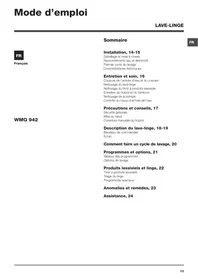 Notice HOTPOINT WMG942 Lave-linge