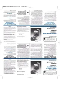 Notice BIONAIRE BWM 8305 Humidificateur