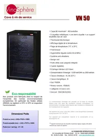 Notice VINOSPHERE N50 Cave à vin