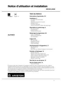 Notice HOTPOINT-ARISTON ALE700 CX Sèche-linge