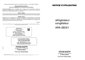 Notice ARTHUR MARTIN ARA 2823/1 Réfrigérateur-congélateur
