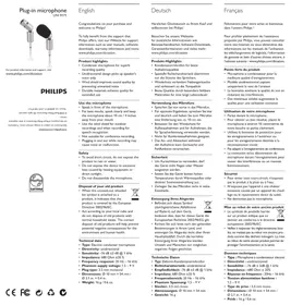 Notice PHILIPS LFH9171 Microphone