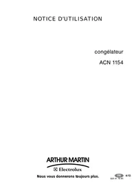 Notice ARTHUR MARTIN ACN 1154 Congélateur