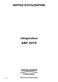 Notice ARTHUR MARTIN ARP 2272 Réfrigérateur