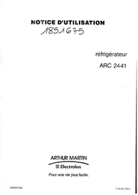 Notice ARTHUR MARTIN ARC 2441 Réfrigérateur