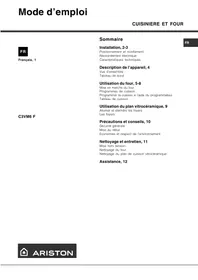 Notice ARISTON C3VM6 X INOX Cuisinière et four