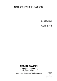 Notice ARTHUR MARTIN ACN 2158 Congélateur