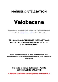 Notice VELOBECANE NC Vélo électrique