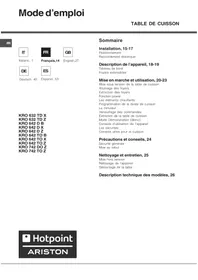 Notice HOTPOINT KRO 642 TO B NOIR Table de cuisson