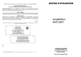 Notice ARTHUR MARTIN AUC 2221 Congélateur
