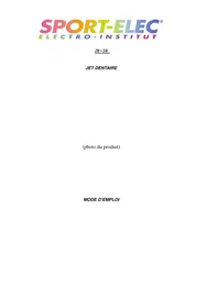 Notice SPORT ELEC JP 38 JET Jet dentaire