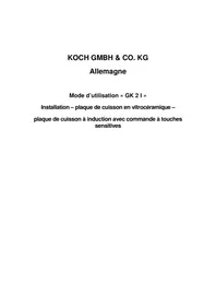 Notice KOCH GK 2 I Plaque de cuisson