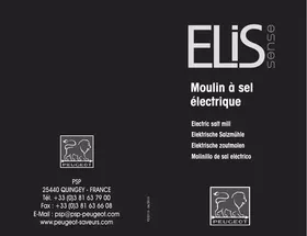 Notice PEUGEOT 27179 ELIS SENSE SEL Moulin à sel électrique