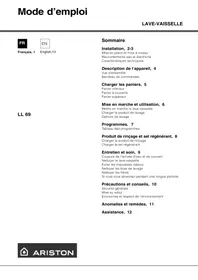 Notice ARISTON LL69 Lave-vaisselle