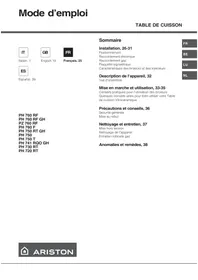 Notice HOTPOINT-ARISTON PH 750 T AN/H Table de cuisson