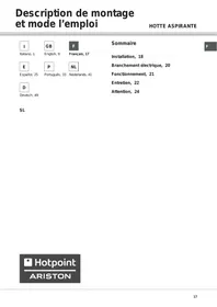 Notice HOTPOINT SL 16 HA BK NOIR Hotte aspirante