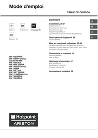 Notice HOTPOINT-ARISTON PH 760 F/HA Table de cuisson