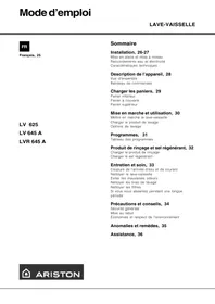 Notice ARISTON LV 625 BK Lave-vaisselle
