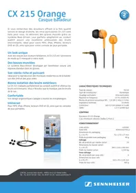 SENNHEISER CASWM CX215 ORANGE - Casque audio