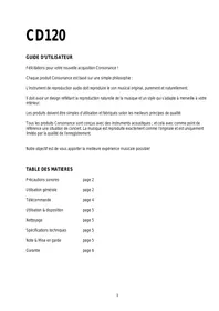 Notice CONSONANCE CD 120 NOIR Lecteur audio