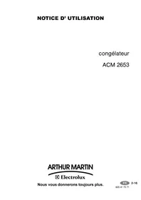 Notice ARTHUR MARTIN ACM 2653/1 Congélateur