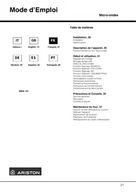 Notice HOTPOINT MWA121HA INOX Micro-ondes