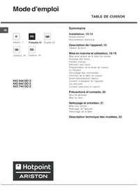 Notice HOTPOINT KIO 644 DD Z Table de cuisson