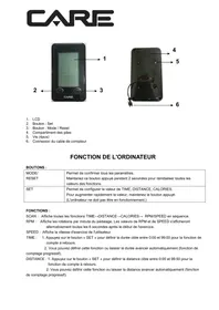 Notice CARE FITNESS VéLO DE BIKING MAGNéTIQUE - CARE - SPEEDER Vélo de biking
