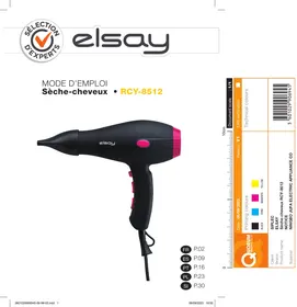 Notice ELSAY RCY-8512 Sèche cheveux