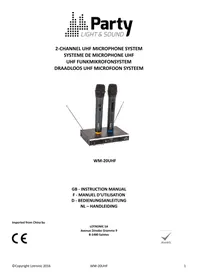 Notice PARTY LIGHT&SOUND WM-20UHF Microphone
