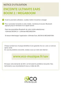 Notice ULTIMATE EARS BOOM 2 PANTHER Enceinte