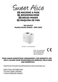 Notice SWEET ALICE 450GR - 900GR Bread maker