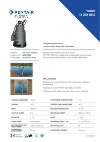 Notice FLOTEC VIP VORT 180/6 A Pompe vide-cave