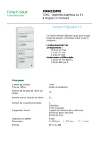 Notice SCHNEIDER ELECTRIC RESI9 XP - R9H413SP01 - T5 ET + 4 RANGéES Tableau précâblé