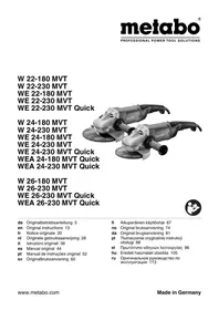 W 22-180 MVT W 22-230 MVT WE 22-180 MVT WE 22-230 MVT WE 22-230 MVT Quick METABO