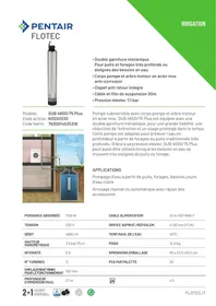 Notice FLOTEC SUB 4600/75 PLUS 4600 L/H Pompe de forage