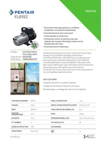 Notice FLOTEC EVO-MULTIMAX 340 LOGIC SAFE 5000 L/H Pompe arrosage manuelle
