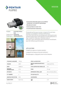 Notice FLOTEC EVO-MULTIMAX 840 12000 L/H Pompe arrosage manuelle