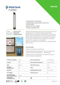 Notice FLOTEC SUB 8S PLUS 6000 L/H Pompe de forage