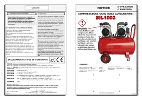 Notice PRODIF SIL1003 Compresseur d'atelier