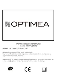 Notice OPTIMEA OPT-ORIPR2-1000/1500/2000 Panneau rayonnant