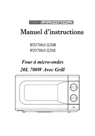 Notice FRIONOR WD700J-S20B - WD700J-S20S Micro-ondes
