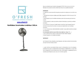 Notice OFRESH VENTILATEUR BRUMISATEUR EXTéRIEUR SUR PIED 145 CM Ventilateur
