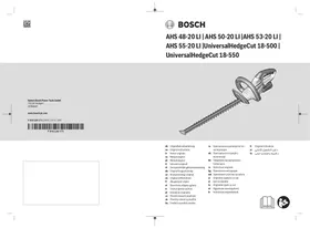 Notice BOSCH AHS 48-20 LI | AHS 50-20 LI |AHS 53-20 LI | AHS 55-20 LI |UNIVERSALHEDGECUT 18-500 | UNIVERSALHEDGECUT 18-550 مقصات السياج