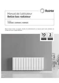 Notice ROINTE BELIZE BAS - 1100RADC | 1300RADC | 1500RADC Radiateur électrique