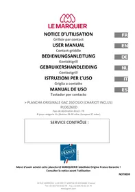 Notice LEMARQUIER 260 DUO Bakplaat