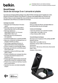 Notice BELKIN 15W 3EN1 Chargeur induction 3en1