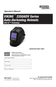 Notice LINCOLN ELECTRIC VIKING 3350ADV Welding helmet