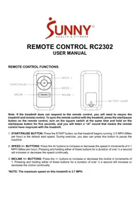 Notice Sunny RC2302 Tapis de course