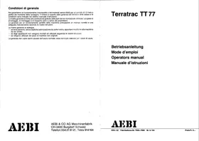 Notice AEBI TERRATRAC TT 77 Tracteur